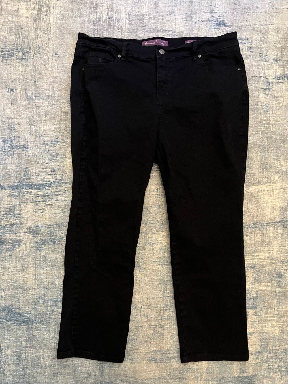 Gloria Vanderbilt Black Amanda Straight Tapered Leg Jeans 16W Short 27" Inseam